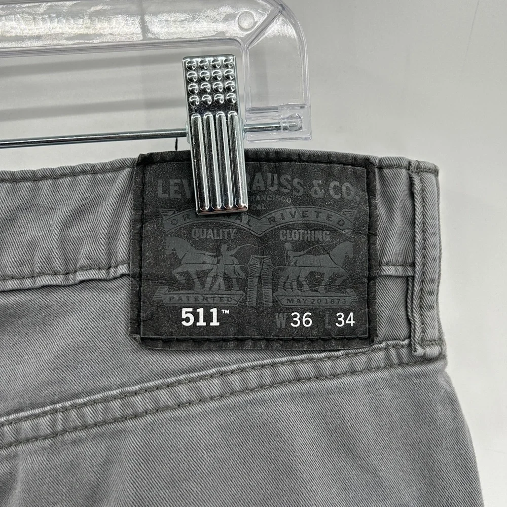 LEVI'S Men's 511 Gray Slim Fit Stretch Casual Jeans Size 36 x 34